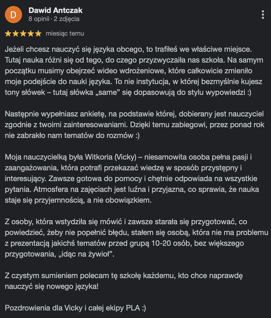 pla school mateusz stasica nauka języków obcych szkoła językowa opinie nauka indywidualna nowoczesna nauka nowy sposób na angielski niderlandzki niemiecki